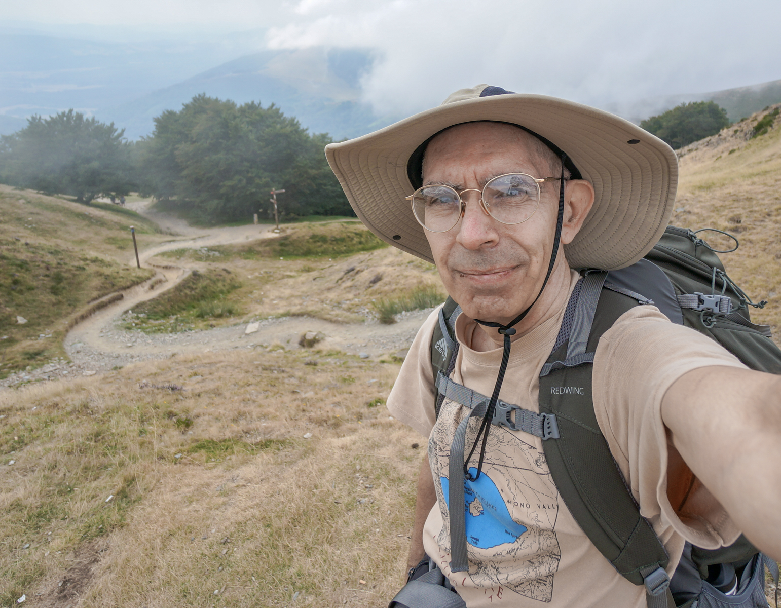 Self-portrait on the Camino Frances at Col de Lepoeder, Spain | Photo by Mike Hudak