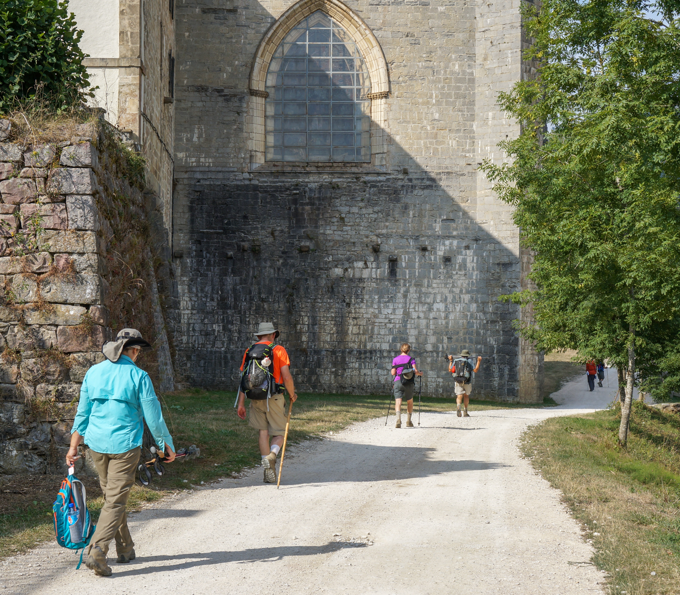 Camino pilgrims complete the day's walk from Saint-Jean-Pied-de-Pont with arrival at Albergue Roncesvalles (Spain) | Photo by Mike Hudak