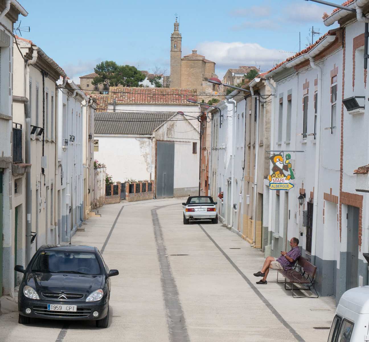 East-northeast view along the Calle Nueva (in Torres del Rio, Spain) on which to the right is located the Albergue Casa Mari | Photo by Mike Hudak