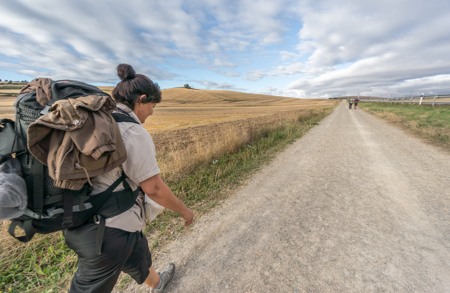 Pilgrim Maria propels us along the Camino Frances toward Santiago--photo at 1.5 km west of Viloria de Rioja, Spain | Photo by Mike Hudak