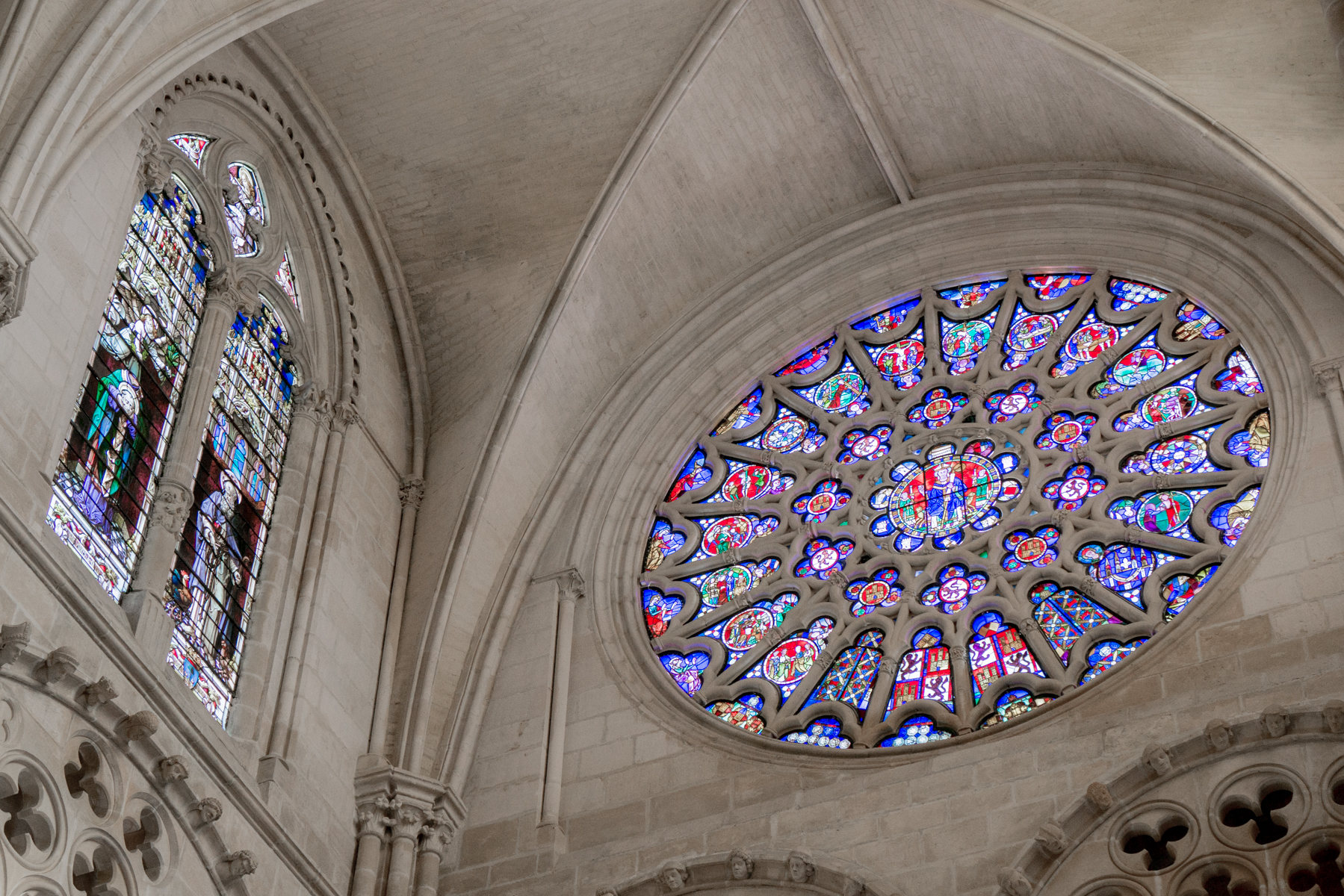 Stained glass windows in the south transept of Catedral de Santa Mara de Burgos, Burgos, Spain | Photo by Mike Hudak