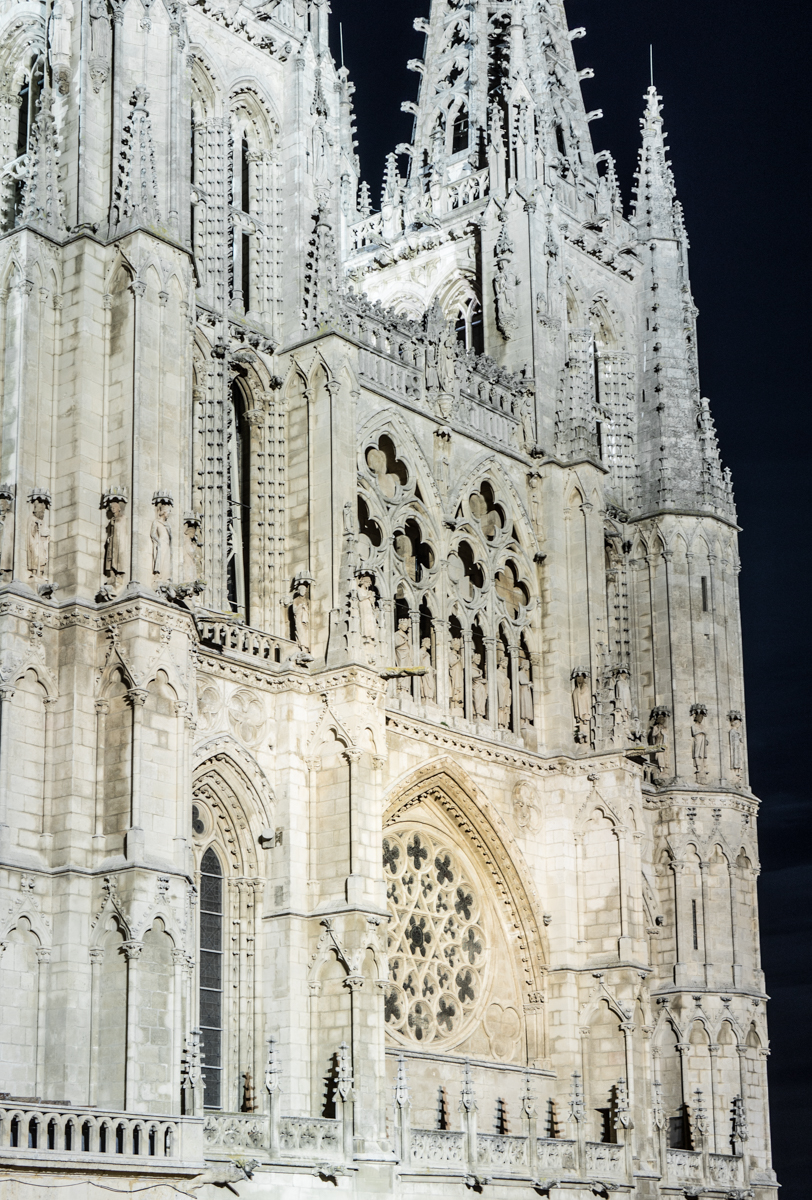 Night view west façade of Catedral de Santa María de Burgos (Spain) | Photo by Mike Hudak