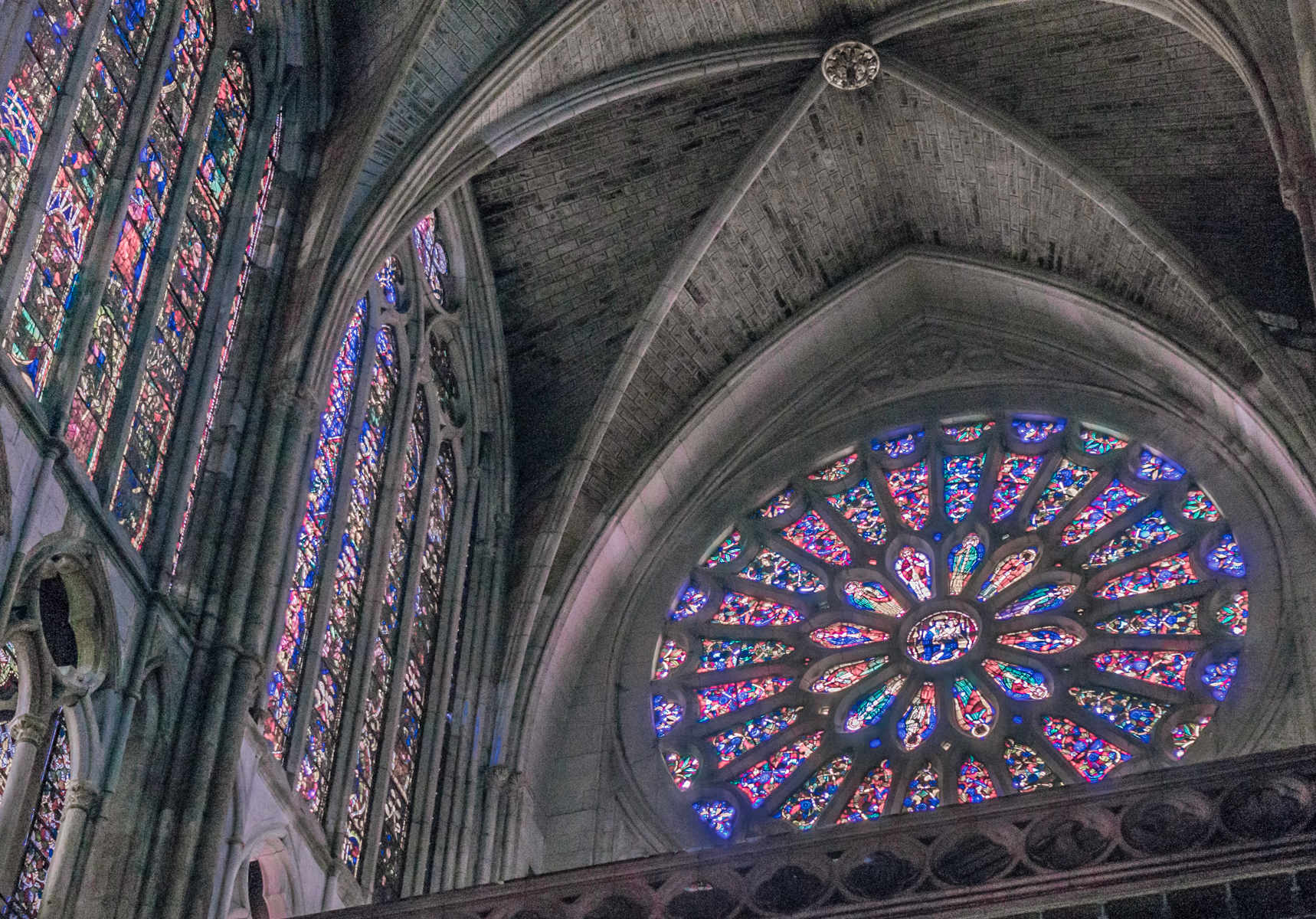 Interior view of rose window on main facade of Catedral de Santa Maria de Regla de Leon, Leon, Spain | Photo by Mike Hudak