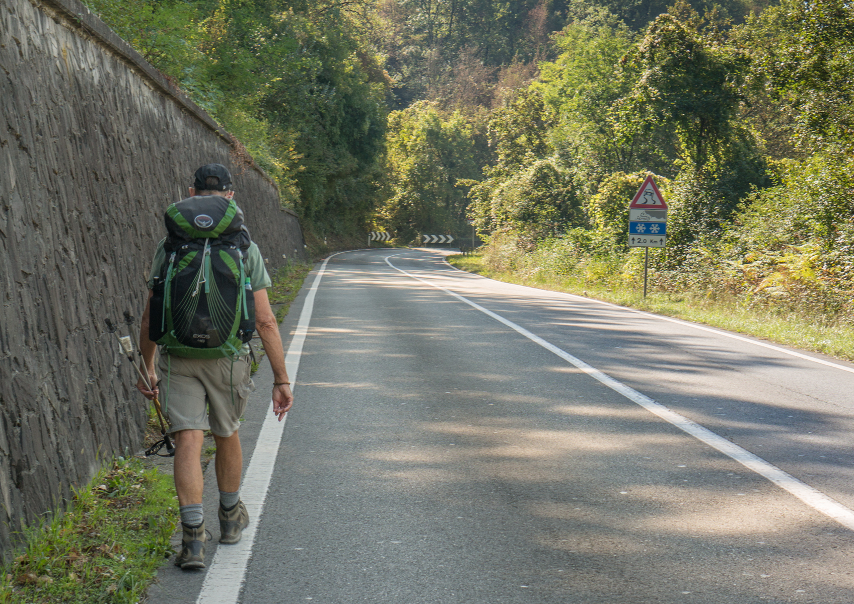 A pilgrim on the Via Francigena south of Villafranca in Lunigiana, Italy | Photo by Mike Hudak